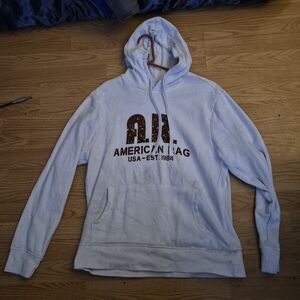 American Rag White Hoodie with Brown Logo